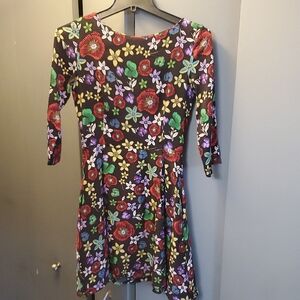 SUNO Dress - Black with Red and Green Floral